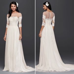 Petite Wedding Dress with Lace Sleeves